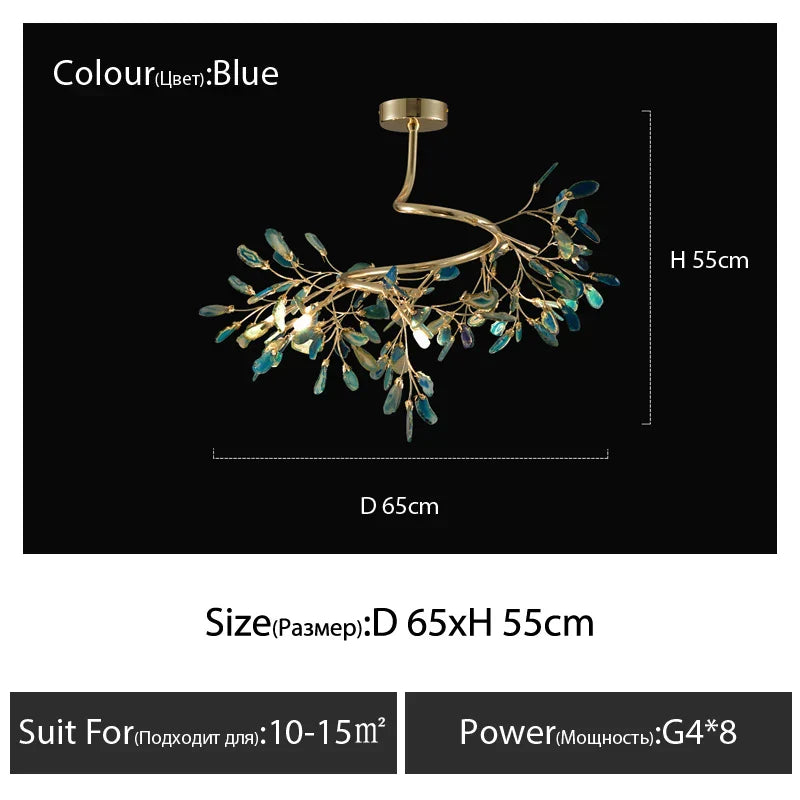 DecorBites™ Agate Branch Chandelier - Nordic Glass LED Globe for Bedroom, Kitchen, Dining Room