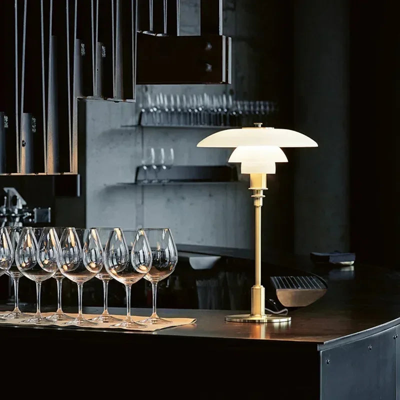DecorBites™ Glass Desk Lamp: Modern Danish Design for Living Room, Study, or Hotel Bedside