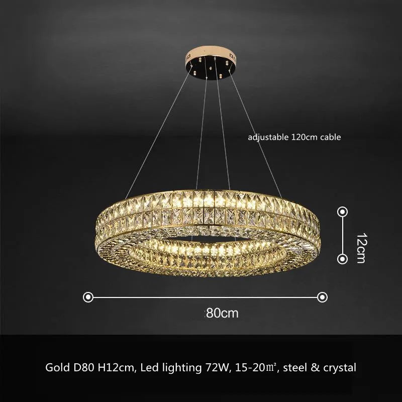 DecorBites™ Crystal LED Pendant Light: Luxury Steel Hanging Lamp for Modern Foyer, Dining Room