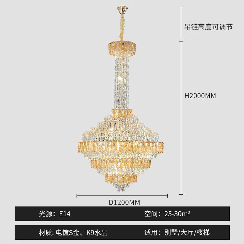DecorBites™ Crystal Chandelier for High-End Designer Duplex Living Room