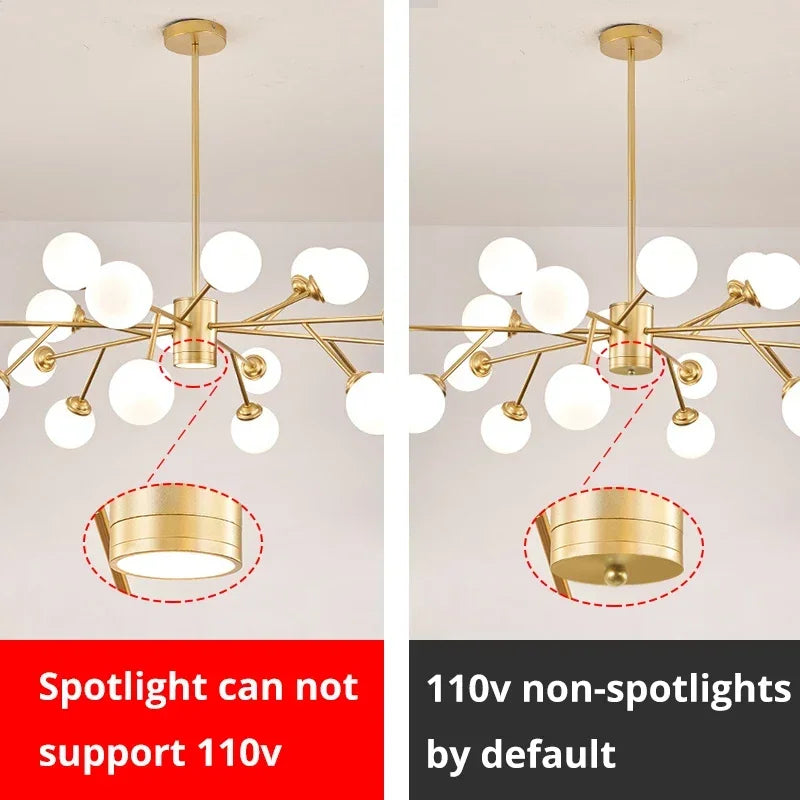 DecorBites™ Gold Black LED Ceiling Chandelier for Living Room Bedroom Lighting Fixtures