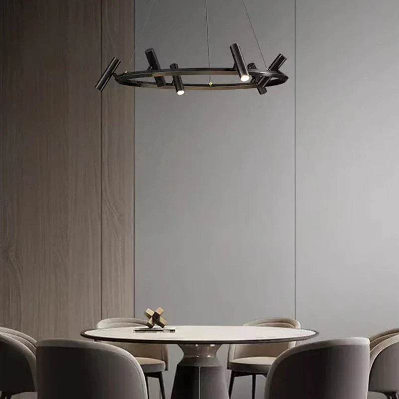 DecorBites™ Black Metal Chandelier: Minimalist Hanging Light for Dining Room, Kitchen, Bedroom.