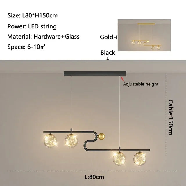 DecorBites™ Glass Ball LED Chandelier Pendant for Dining Living Bedroom Kitchen