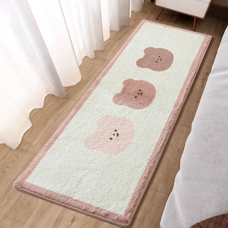 DecorBites™ Lovely Rabbit Pink Bedside Rug for Girls Children Bed Room