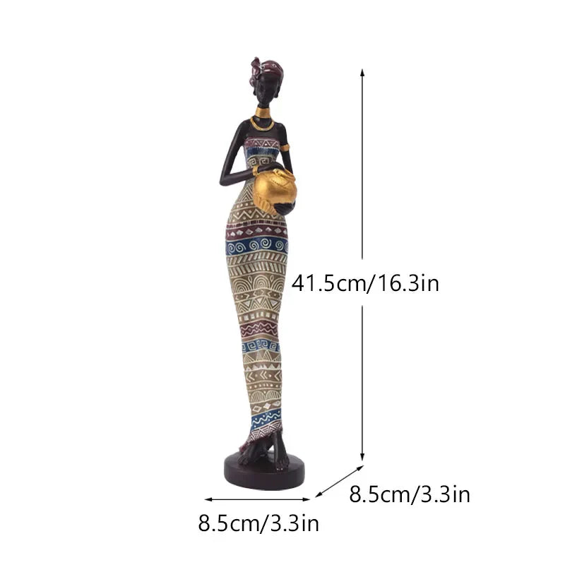DecorBites™ Black Woman Resin Figurine: Exotic Decor for Home Living Room, Bedroom, Desktop