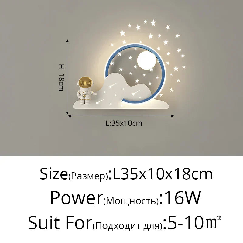DecorBites™ Astronaut Moon Wall Lamp for Children's Bedroom with Simple Modern Design