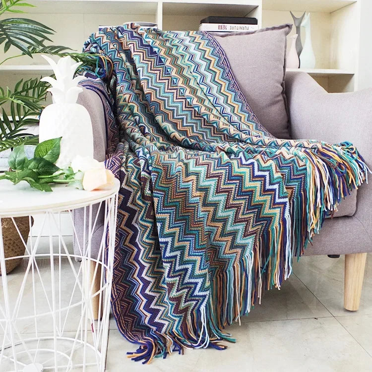 DecorBites™ Knitted Striped Sofa Blanket