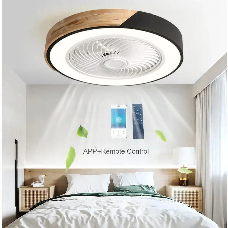 DecorBites™ 52CM DC Motor Ceiling Fan Light 6 Speeds 36W Wood Fans Lamp
