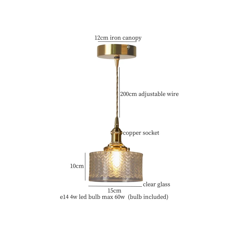 DecorBites™ Clear Glass LED Copper Pendant Lighting for Minimalist Decor
