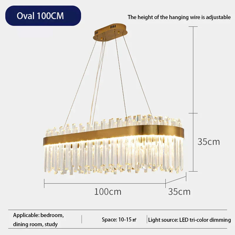 DecorBites™ Crystal LED Chandelier: Elegant Gold Lighting for Dining Room