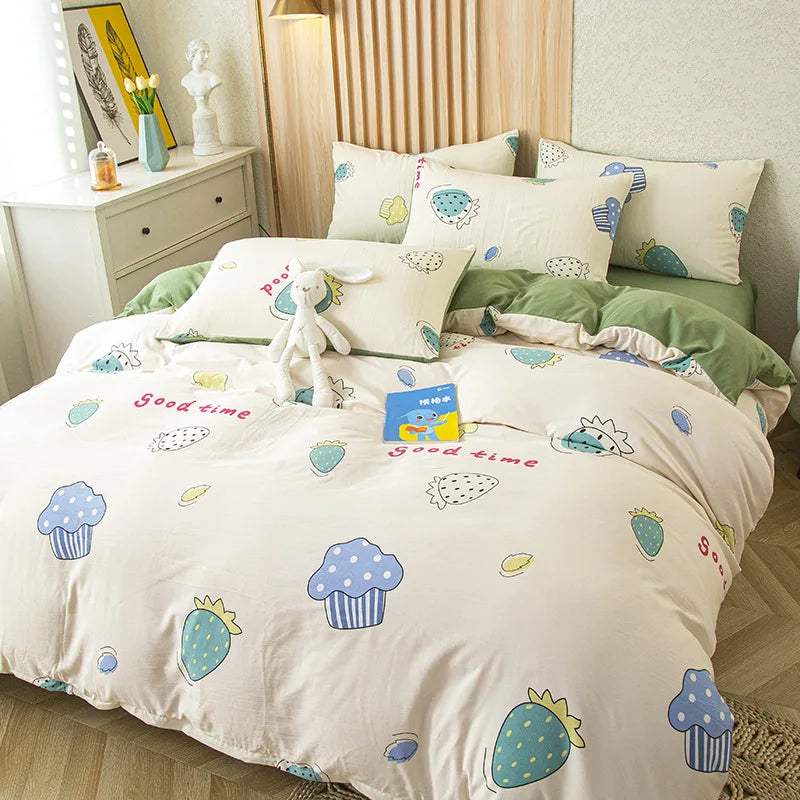 DecorBites™ Cat Bear Print Bedding Set Single Queen Girls Boys Fashion