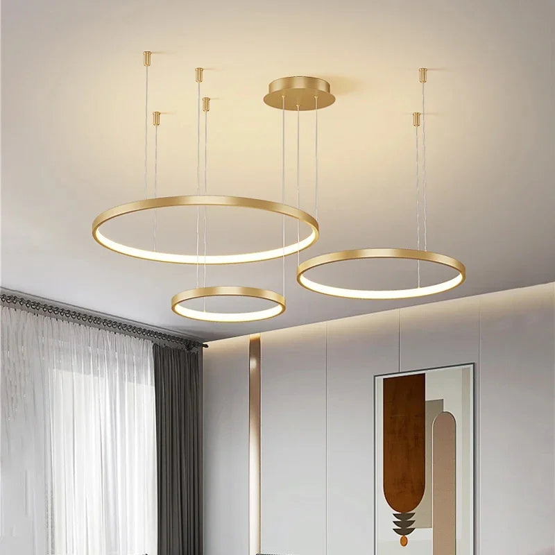 DecorBites™ Acrylic LED Ring Pendant Light Modern Minimalist Art Decor Chandelier