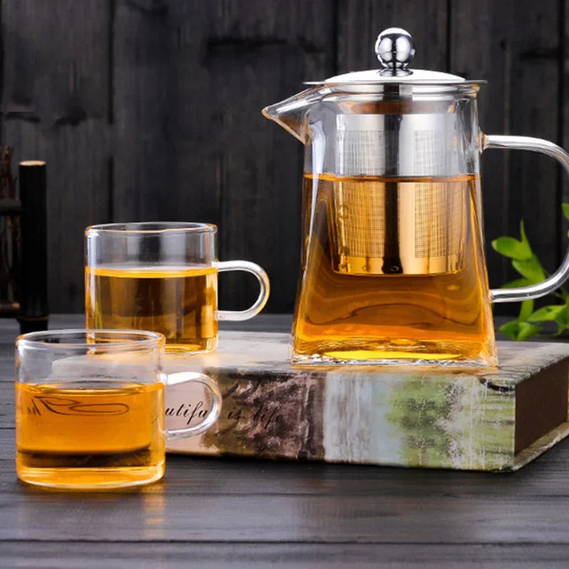 DecorBites™ Glass Teapot Infuser Tea Set Kettle Maker, Jug Teaware Kitchen Bar Home