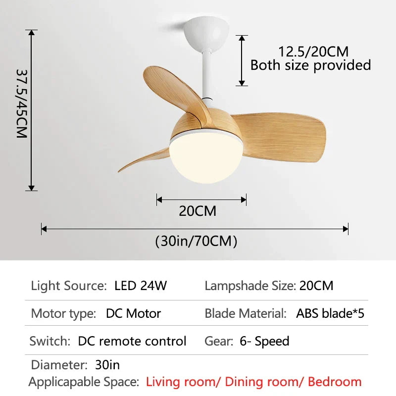 DecorBites™ Bedroom & Study Ceiling Fan Light with Mute Electric Fan Chandelier, 110V 220V