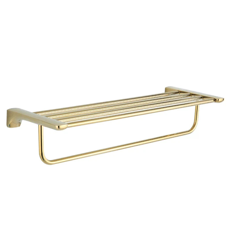 DecorBites™ Gold Bathroom Hardware Set: Towel Rack, Shelf, Paper Holder, Towel Holder, Toilet Brush Holder