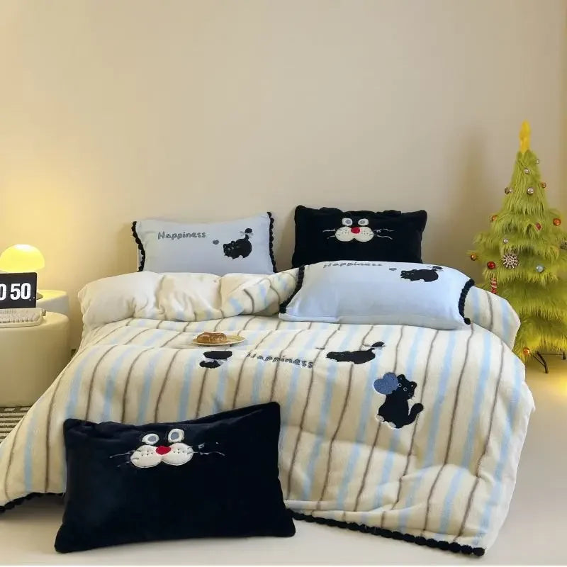 DecorBites™ Cozy Autumn Winter King Size Duvet Set with Velvet Blanket Cover