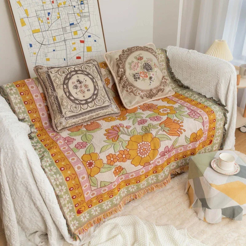 DecorBites™ Bohemian Flowers Tapestry Sofa Blanket