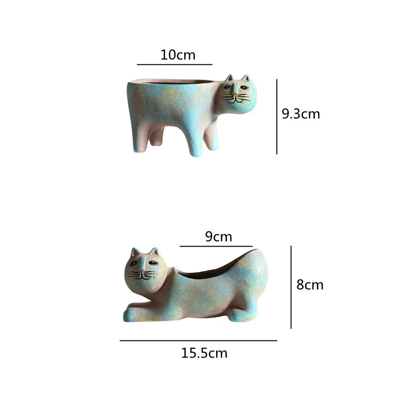 DecorBites™ Cat Succulent Plant Pot - Cute Cartoon Animal Design for Home Decor
