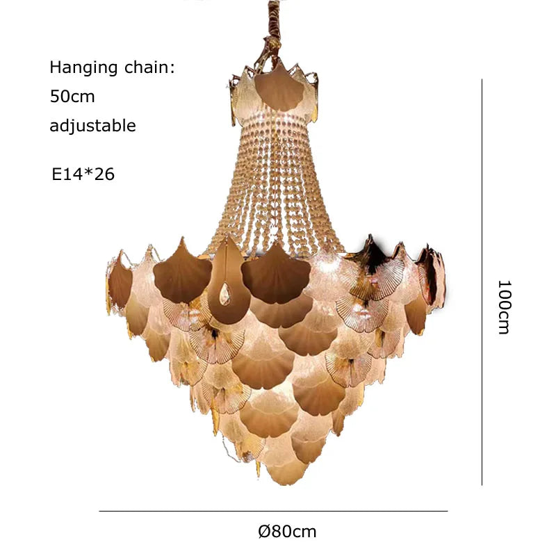 DecorBites™ Ginkgo Gold LED Chandelier Fixture for Living Room