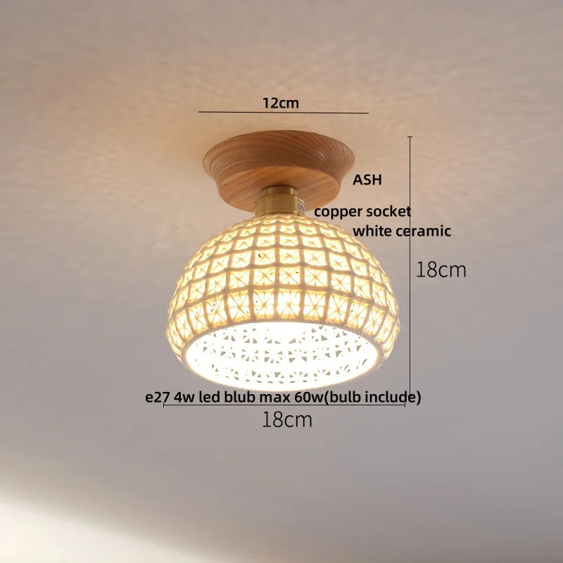 DecorBites™ Blue Hollow-out Ceramic LED Ceiling Lamp