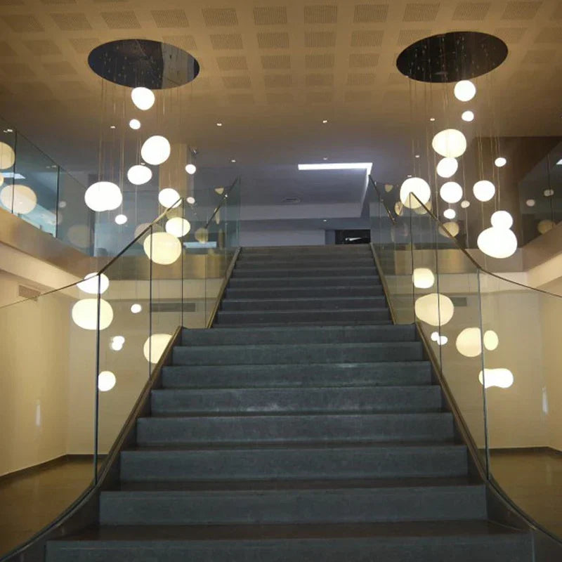 DecorBites™ Cobblestone Glass LED Pendant Lights Chandelier for Villa Hotel Loft Stairway
