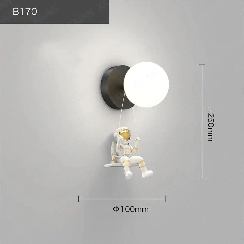 DecorBites™ Kids Astronaut Wall Lamp: Modern Space Theme Bedroom Light Fixture
