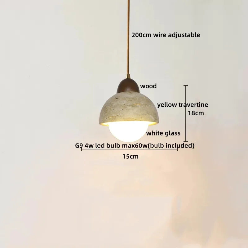 DecorBites™ LED Hanging Lamp: Yellow Travertine Japanese Style Pendant Light for Home Decoration