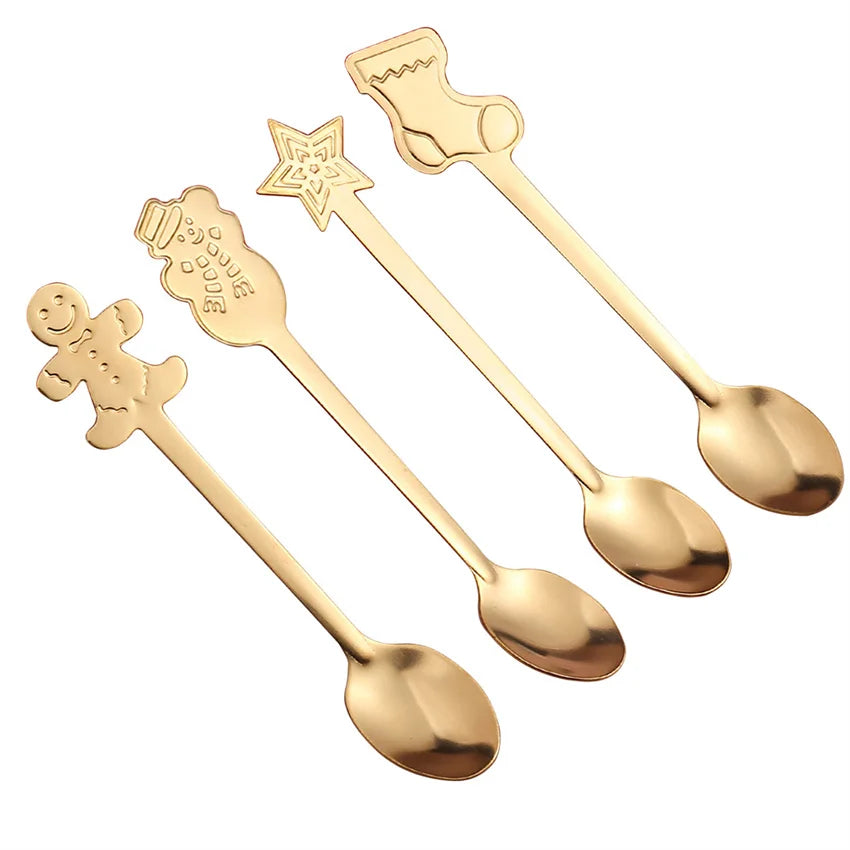 DecorBites™ Christmas Coffee Spoons Gift Box - Stainless Steel Festive Cutlery Spoon Set