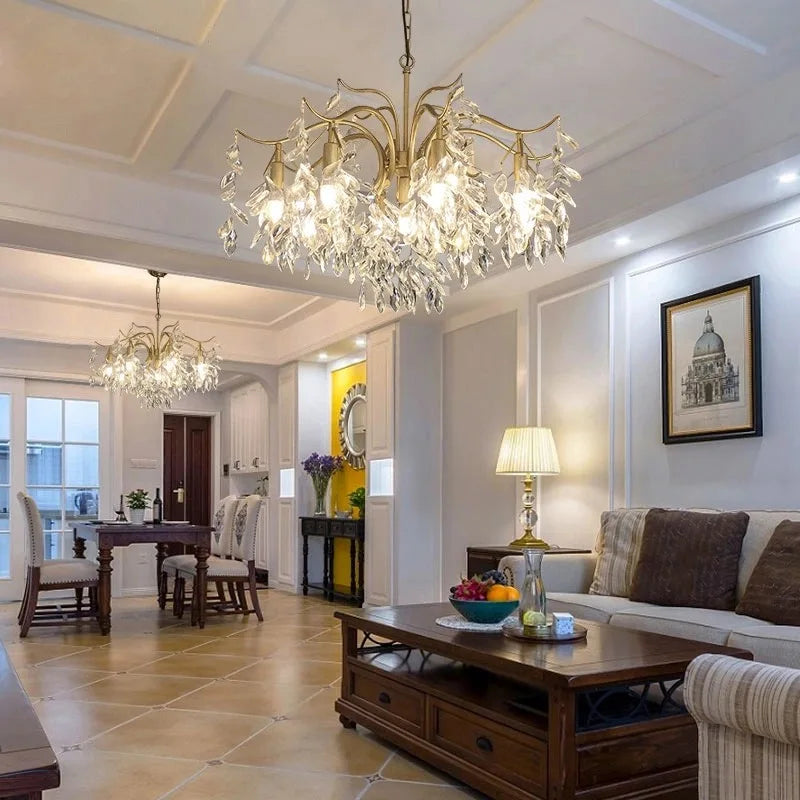 DecorBites™ Crystal Chandelier: Modern Minimalist Luxury LED Lighting for Living Room and Bedroom