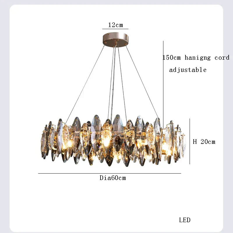 DecorBites™ Crystal LED Chandelier: Modern Luxury Indoor Hanging Lamp, Living Room Decor