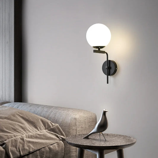 DecorBites™ Glass Ball Led Wall Lamp Modern Sconce Night Light Vintage Loft Gold Black