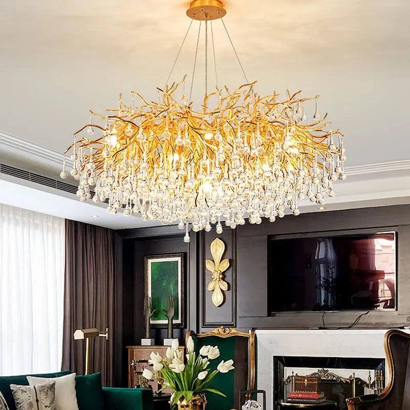 DecorBites™ Crystal Branch Chandelier for Living Bedroom Decoration LED Pendant Light