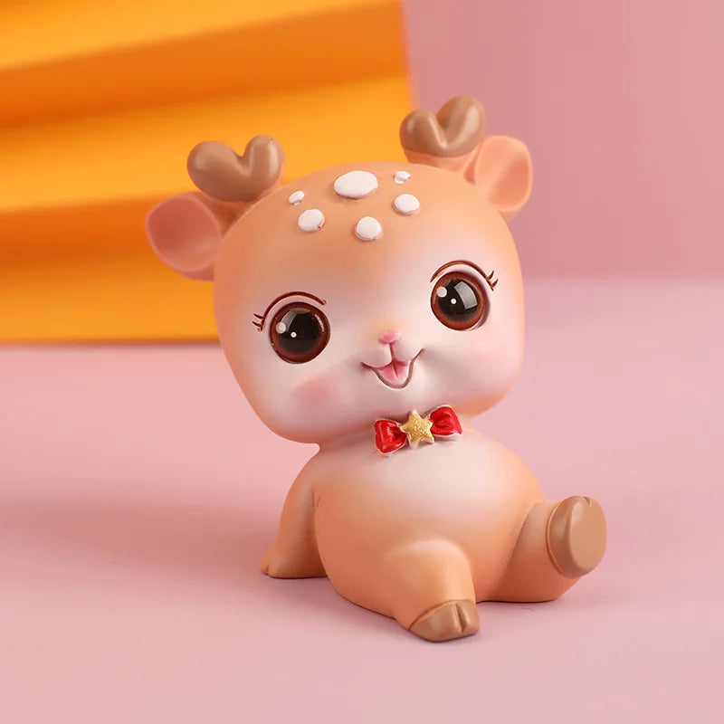 DecorBites™ Cartoon Deer Resin Figurines Home Decor Miniatures Crafts Cake Topper