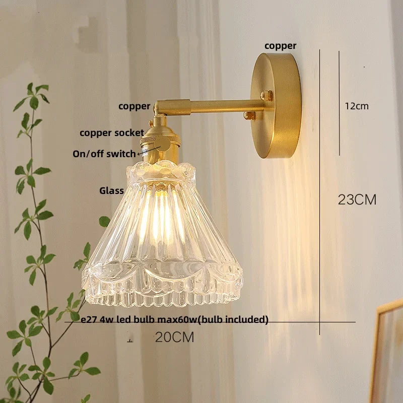 DecorBites™ Brass LED Wall Sconce with Pull Chain Switch, Nordic Design