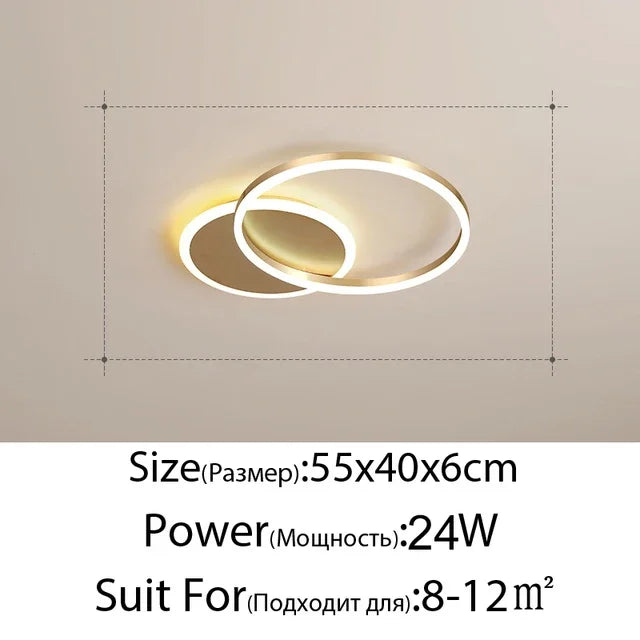DecorBites™ LED Round Ceiling Chandelier for Modern Living Room, Bedroom, Restaurant - Circle Rings Lighting Fixture