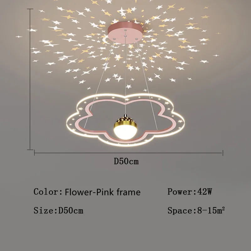 DecorBites™ Cloud Flower LED Chandelier: Modern Starry Sky Decor for Kid's Bedroom and Study Hall