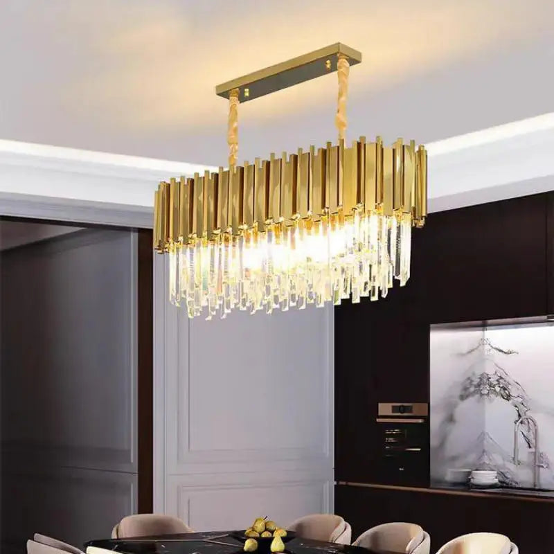 DecorBites™ Crystal LED Pendant Lights: Luxury Gold Plating Metal Hanging Lamp for Living, Dining, Bedroom