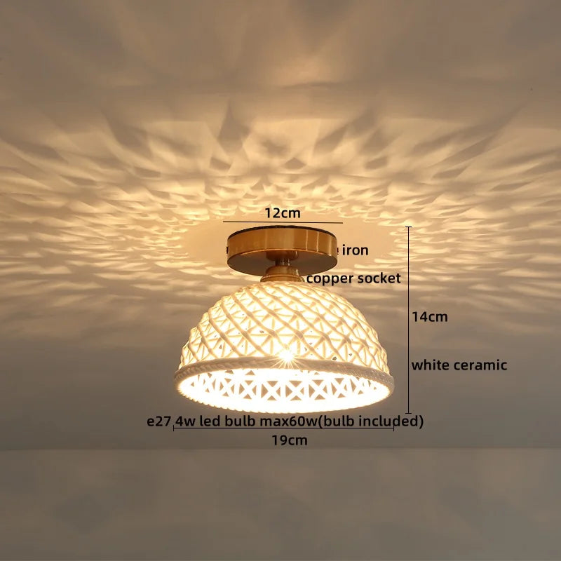 DecorBites™ Ceramic LED Ceiling Lights: Modern Hollow Design for Living Room, Aisle, Balcony