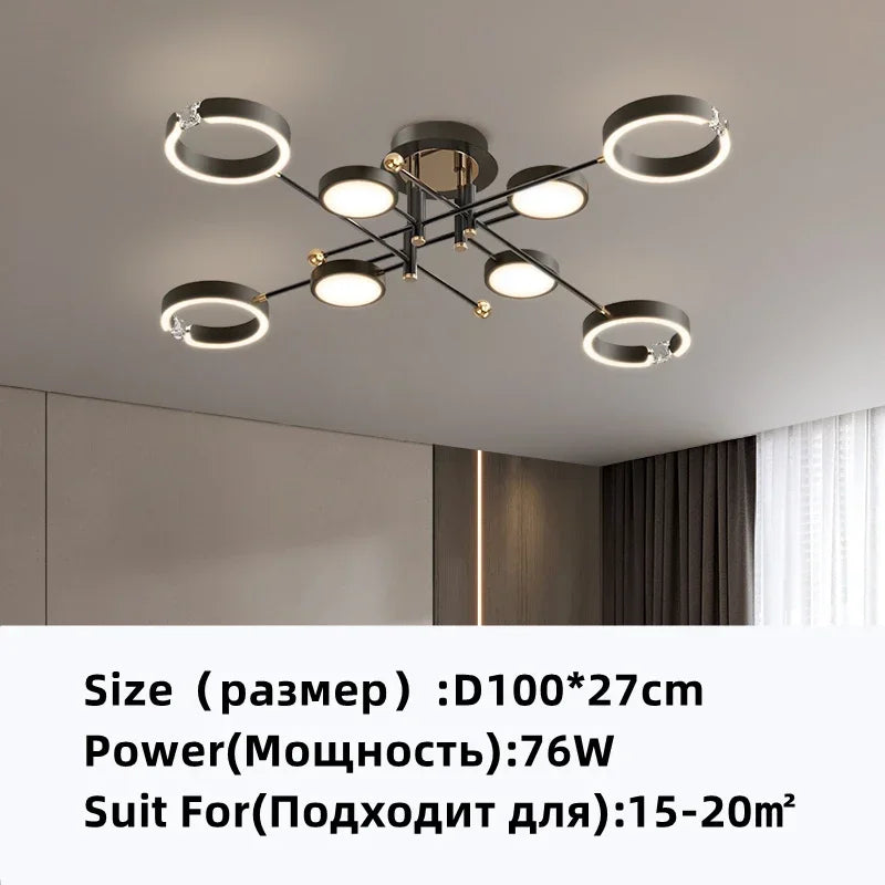 DecorBites™ Gold Plated Chandelier with Remote Control, Crystals Decoration for Living Room