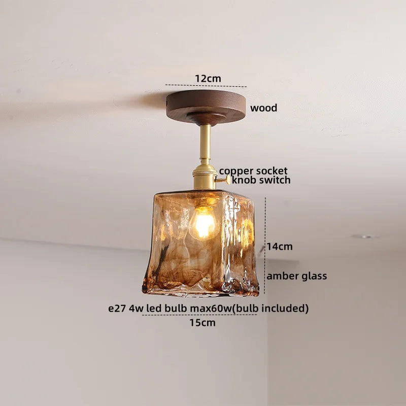 DecorBites™ Glass Wood LED Ceiling Light Nordic Design for Living Room & Corridor
