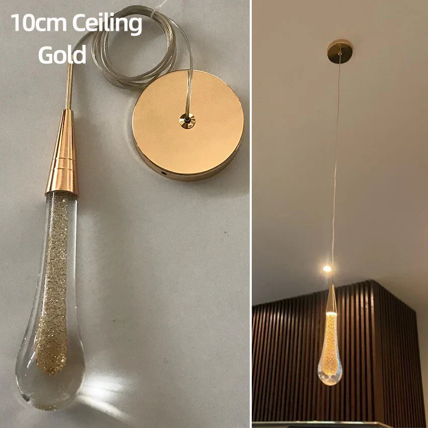 DecorBites™ Crystal Glass LED Pendant Lights - Tear Drop Design for Restaurant, Bar, Staircase