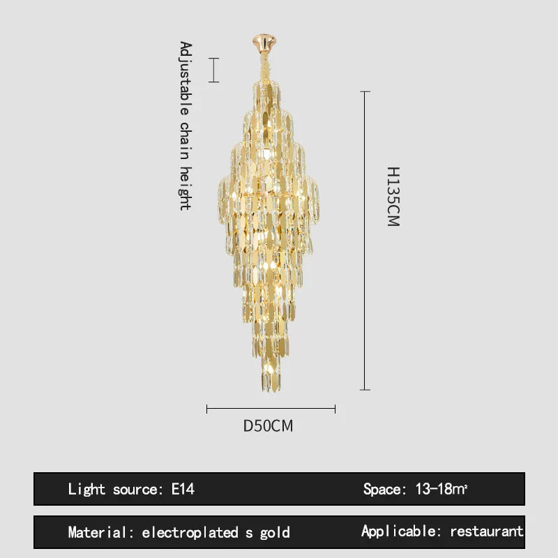 DecorBites™ Crystal Loft Pendant Light: Sleek Spiral Staircase Chandelier