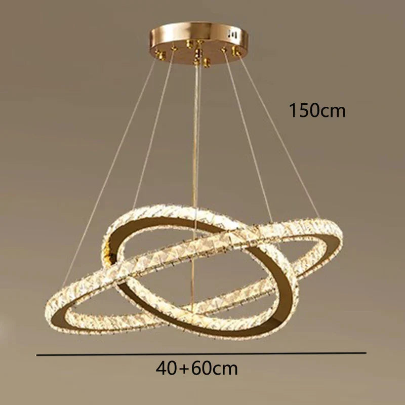 DecorBites™ Crystal Chandelier Stair Pendant Lamp Living Room Lighting