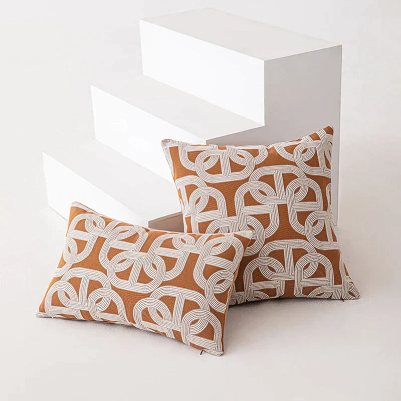 DecorBites™ Brown Coffee Geometric Jacquard Cushion Cover: High Precision & Light Luxury Modern Pillow Case for Home Decor
