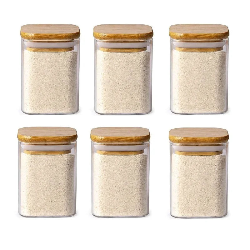 DecorBites™ Glass Jar with Bamboo Lid - Food Storage Container for Tea, Coffee, and More