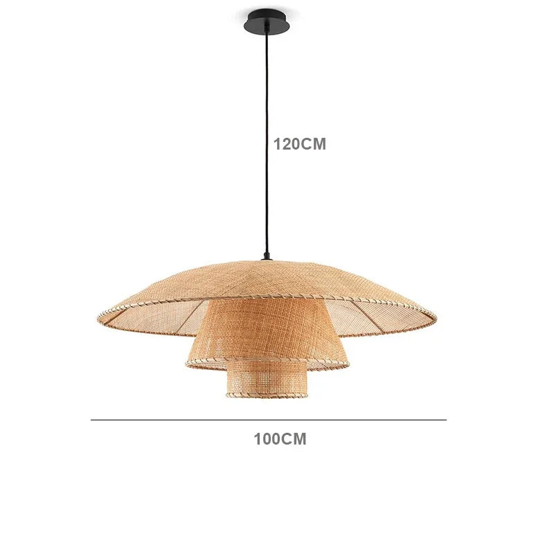 DecorBites™ Japanese Wicker Petal Chandelier for Tea House Dining, Parlor, Restaurant