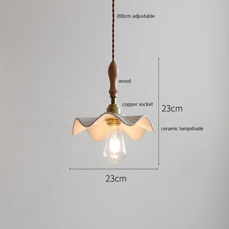 DecorBites™ Ceramic LED Pendant Light: 30CM, Home Decor, Bedroom, Living Room, Dinning, Wood & Copper Socket