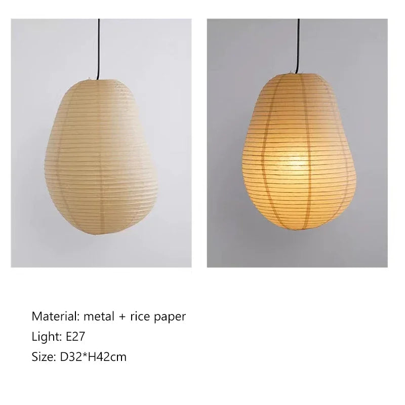 DecorBites™ Japanese Rice Paper Pendant LED Lamp for Cozy Living and Dining Spaces
