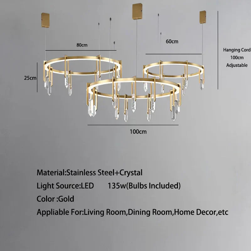 DecorBites™ Bronze LED Crystal Hanging Lamp Luxury Fixture for Living Room