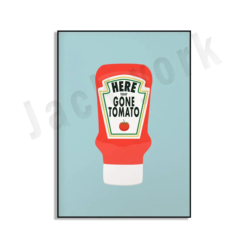 DecorBites™ Blue Cool Beans Pesto Pasta Food Art Poster Soy Pun